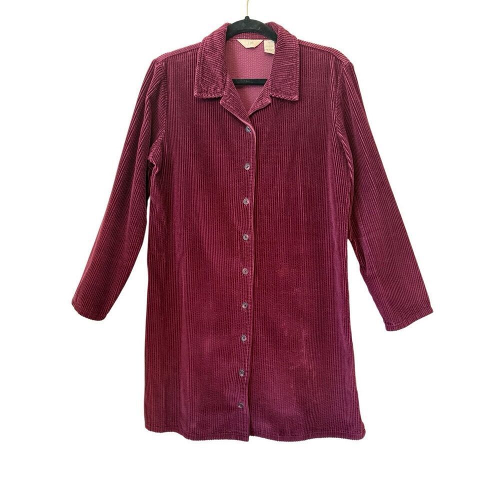 Vintage J. Jill Shirt Dress Burgundy Corduroy Size S Granolagirl, Dark Academia
